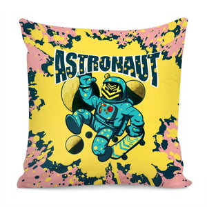 Starry Sky And Astronauts And Skateboards And Planets And Graffiti Pillow Cover