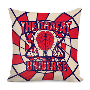 Einstein And Light Bulb And Brain And Quantum And Spiral And Font Pillow Cover