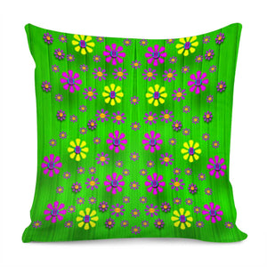 Flowers Dance In The Green Pillow Cover