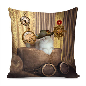 Cute Steampunk Cat Pillow Cover