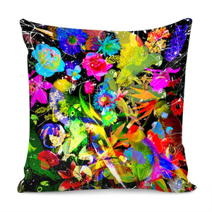 Parrots And Flowers Pillow Cover