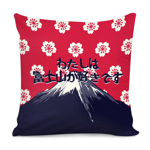 Image of Mount Fuji And Cherry Blossoms Pillow Cover