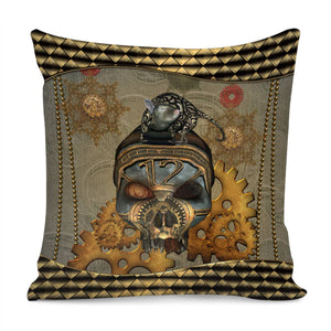 Awesome Steampunk Skull With Rat Pillow Cover