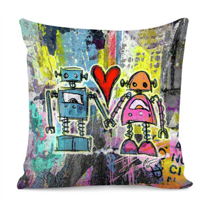 Graffiti Pop Robot Love Pillow Cover