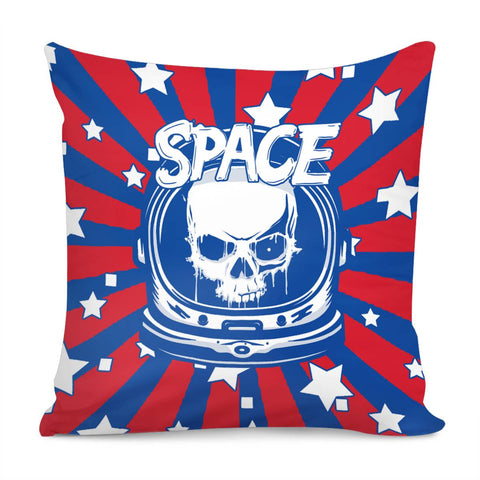 Image of Astronaut And Skull With Stars And Starry Sky Pillow Cover