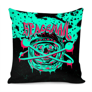Astronaut And Skull And Planet And Starry Sky Pillow Cover