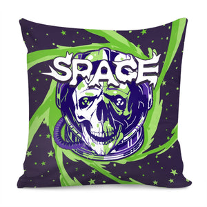 Astronaut And Skull And Stars And Starry Sky And Swirls Pillow Cover