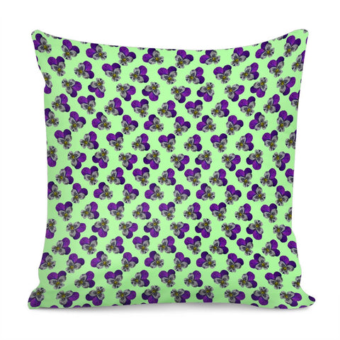 Image of Violets On A Green Background Pillow Cover