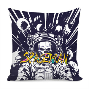 Astronaut And Skull With Stars And Starry Sky Pillow Cover