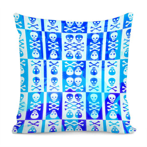 Blue White Skull Crossbones Pillow Cover