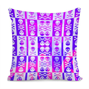 Purple Pink Skull Crossbones Pillow Cover