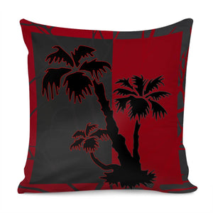 Red Grey Silhouette Palm Tree Pillow Cover
