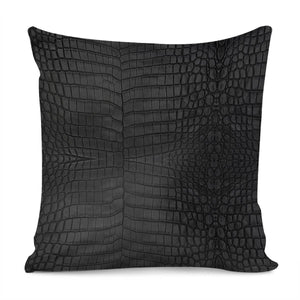 Black Crocodile Leather Print Pillow Cover