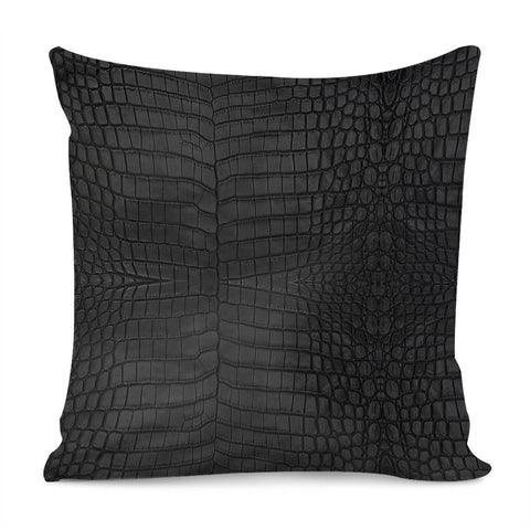 Image of Black Crocodile Leather Print Pillow Cover