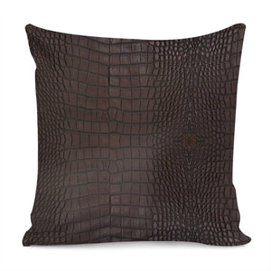 Alligator Brown Leather Print Pillow Cover