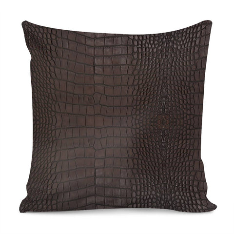 Image of Alligator Brown Leather Print Pillow Cover