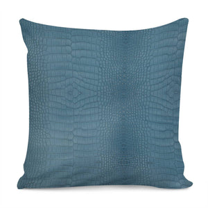 Turquoise Alligator Leather Print Pillow Cover