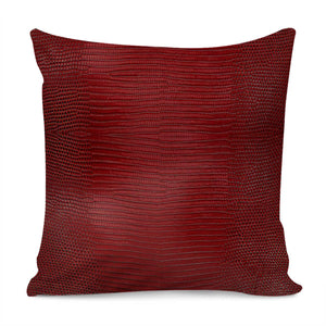 Red Lizard Leather Print Pillow Cover