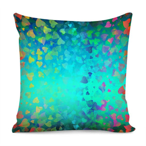 Hearts Colors On Green Pillow Cover