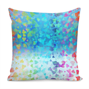 Hearts Colors On Blue Pillow Cover