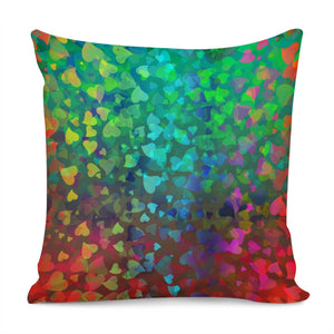 Hearts Colors On Red Green Pillow Cover