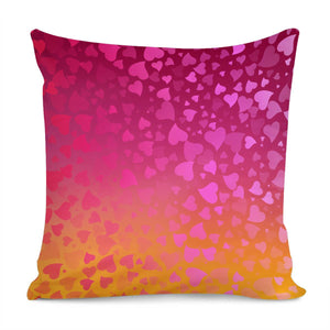 Hearts On Pink Orange Background Pillow Cover