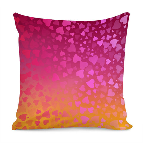 Image of Hearts On Pink Orange Background Pillow Cover