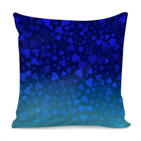 Image of Hearts On Blue Green Background Pillow Cover