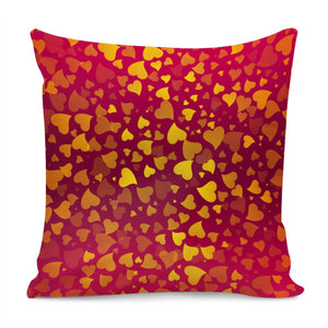 Yellow Hearts On Red Pillow Cover