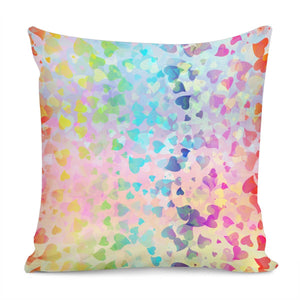 Hearts Colors On Pink Blue Pillow Cover