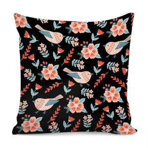 Birds And Flowers Pillow Cover