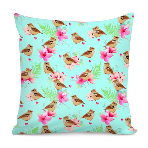 Image of Sparrow And Flower Pillow Cover