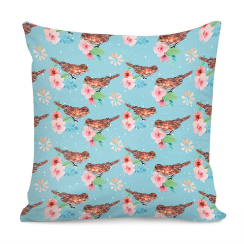 Image of Sparrows And Plants Pillow Cover