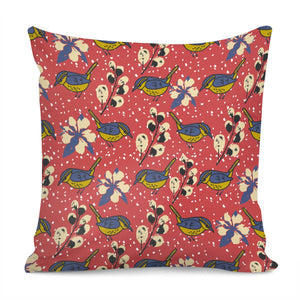 Sparrows And Plants Pillow Cover