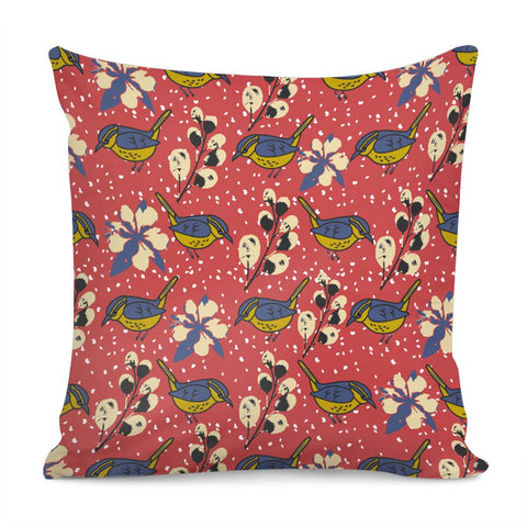 Image of Sparrows And Plants Pillow Cover