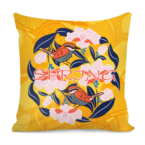 Sparrows And Plants Pillow Cover