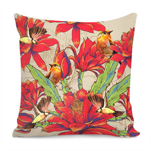 Birds And Flowers Pillow Cover