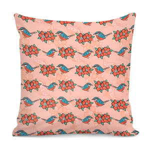 Sparrows And Plants Pillow Cover