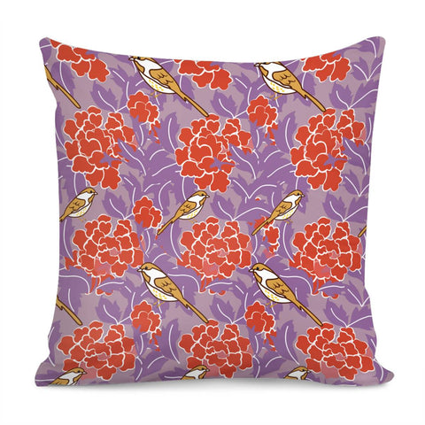 Image of Sparrows And Plants Pillow Cover