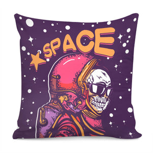 Skull And Starry Sky And Planet And Polka Dots Pillow Cover