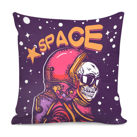 Image of Skull And Starry Sky And Planet And Polka Dots Pillow Cover