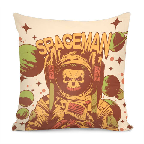 Image of Skull And Starry Sky And Planet And Polka Dots Pillow Cover