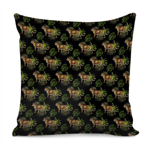 African Leopard On Black Pillow Cover