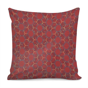 Red Honeycomb Marble Pillow Cover