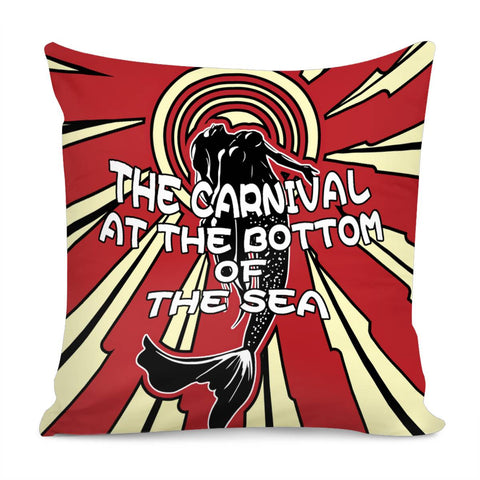 Image of Mermaid And Sound Waves And Rings And Fonts Pillow Cover