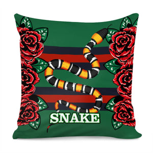 Snake And Flowers Pillow Cover