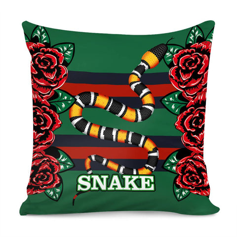 Image of Snake And Flowers Pillow Cover