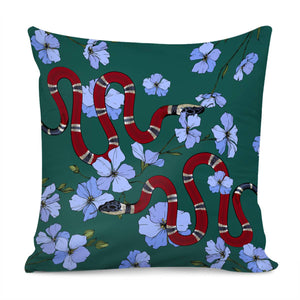 Snake And Flowers Pillow Cover