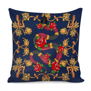 Snake And Flowers Pillow Cover