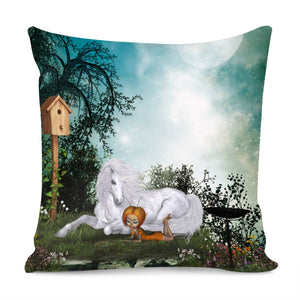 Fairy With Unicorn Pillow Cover